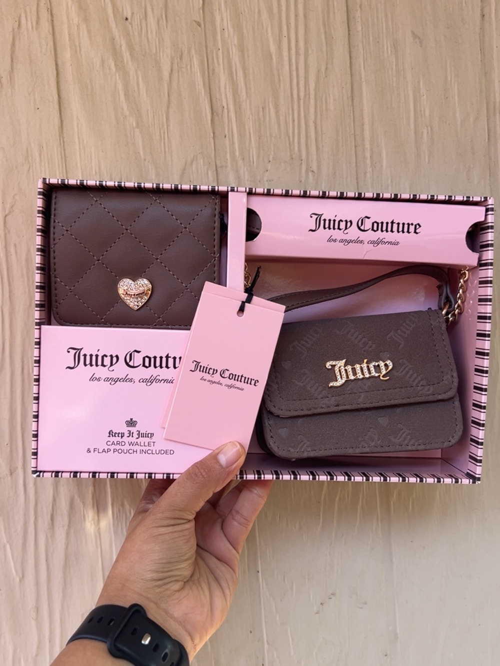 Juicy Couture Brown Quilted Wallet & Mini Shoulder Bag Set